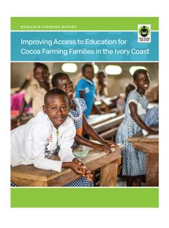 Cover of Fair Trade USA's 2023 Report: Improving Access to Education for Cocoa Families in the Ivory Coast