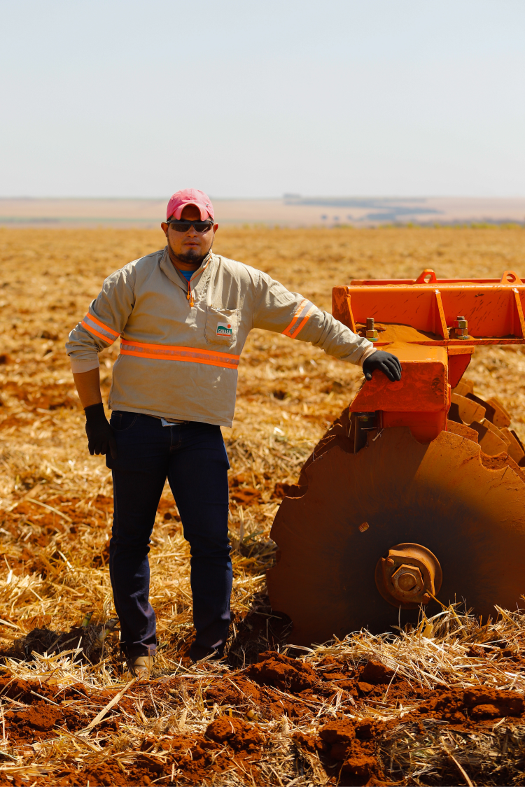 man preparing soil in sugarcane field