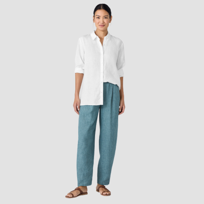 Eileen Fisher Washed Organic Linen Délavé Lantern Pant