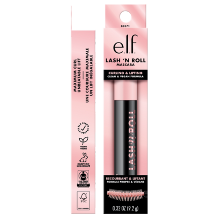 Máscara de pestañas Elf Beauty Lash 'N Roll en envase