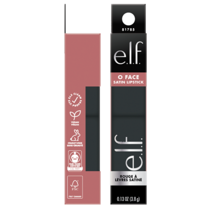 Lápiz labial satinado de elf Beauty en empaque