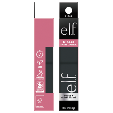 elf Beauty's Face Satin Lipstick Rouge in packaging