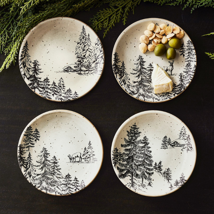 Set of 4 Rustic Forest Stoneware Appetizer Plates from Pottery Barn