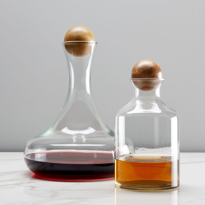 West Elm - Glass Decanter with Wood Stopper